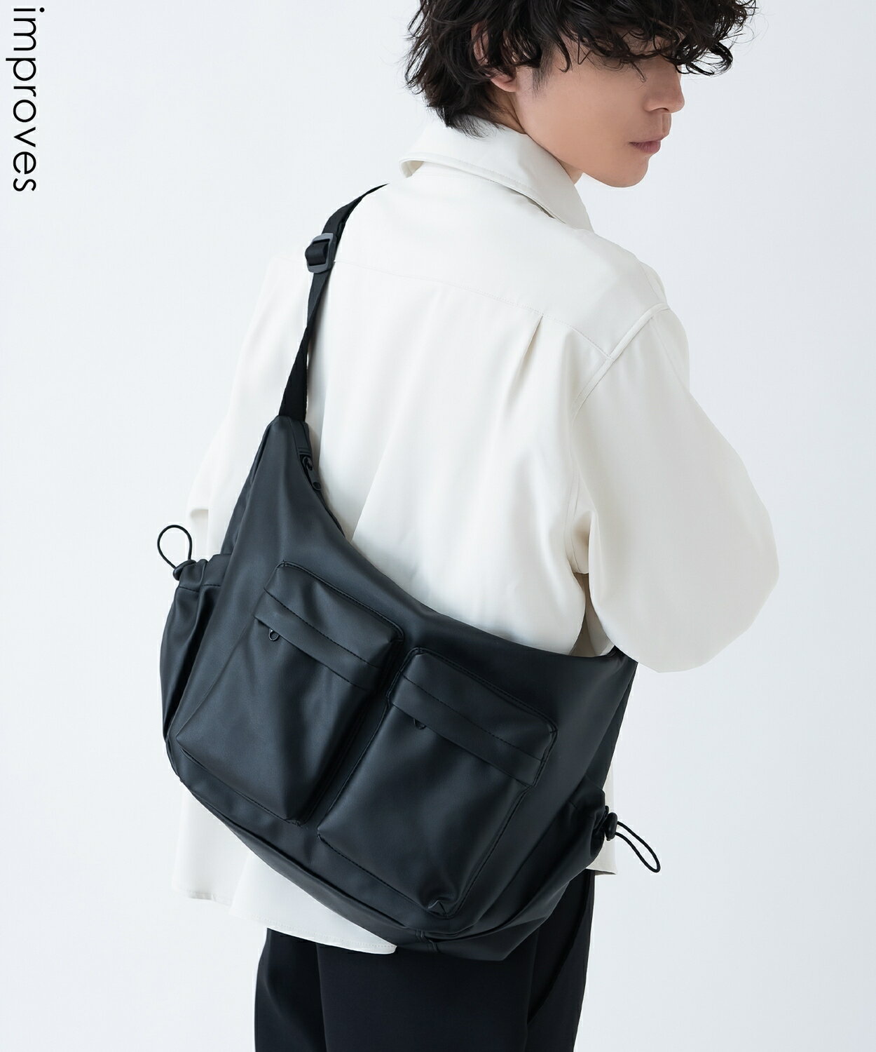 樂天商城 - ショルダーバッグ メンズ レディース 合皮 レザー カバン 鞄 通学 通勤 旅行 きれいめ カジュアル 古着MIX 韓国ファッション Y2K ブラック