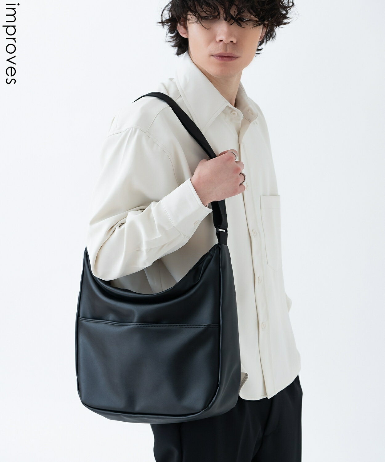 樂天商城 - ショルダーバッグ メンズ レディース 合皮 レザー カバン 鞄 通学 通勤 旅行 きれいめ カジュアル 古着MIX 韓国ファッション Y2K ブラック