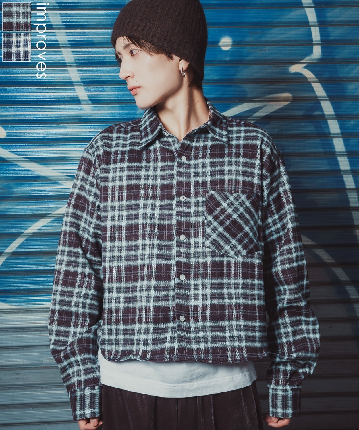 樂天商城 - チェックシャツ クロップド丈 メンズ 長袖シャツ グランジファッション ストリート 古着ライク オーバーサイズ ビッグシルエット Y2K 韓国ファッション 古着MIX アメカジ カジュアル 起毛 フランネルシャツ