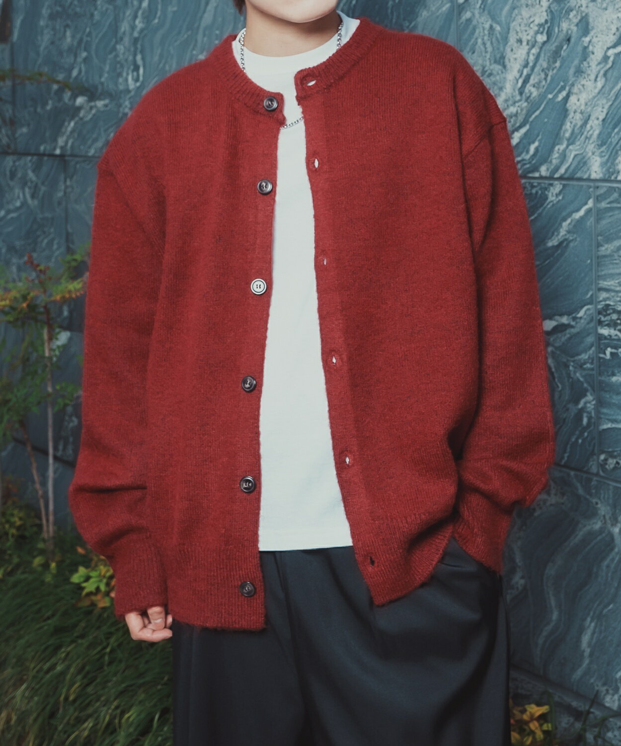 YOKE モヘアカーディガン サイズ2 赤 YOKE JACQUARD MOHAIR CARDIGAN サイズ2 YOKE