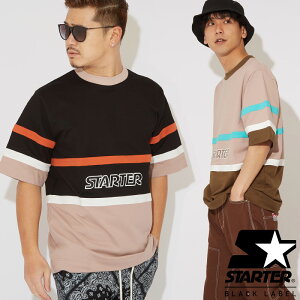 STARTER BLACK LABEL スターターブラックレーベル Tシャツ メンズ レディース 半袖Tシャツ クルーネック スウェットシャツ ビッグシルエット ロゴT ライン柄 ゆったり 大きいサイズ カットソー ブランド アメカジ ストリート系 ストリートファッション