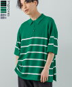 【SALE / 35%OFF】サマーニット ボーダー ポロシャツ メンズ レディース オーバーサイズ ビッグサイズ 半袖 大きいサイズ ゆったり 韓国ファッショ...