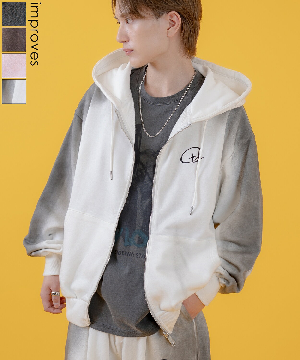 樂天商城 - 【SALE / 28%OFF】パーカー メンズ レディース グランジ加工 裏毛 ジップパーカー スウェット セットアップ アメカジ カジュアル スケーター ストリート 古着MIX 韓国ファッション オフホワイト スモーキーピンク ブラウン ブラック