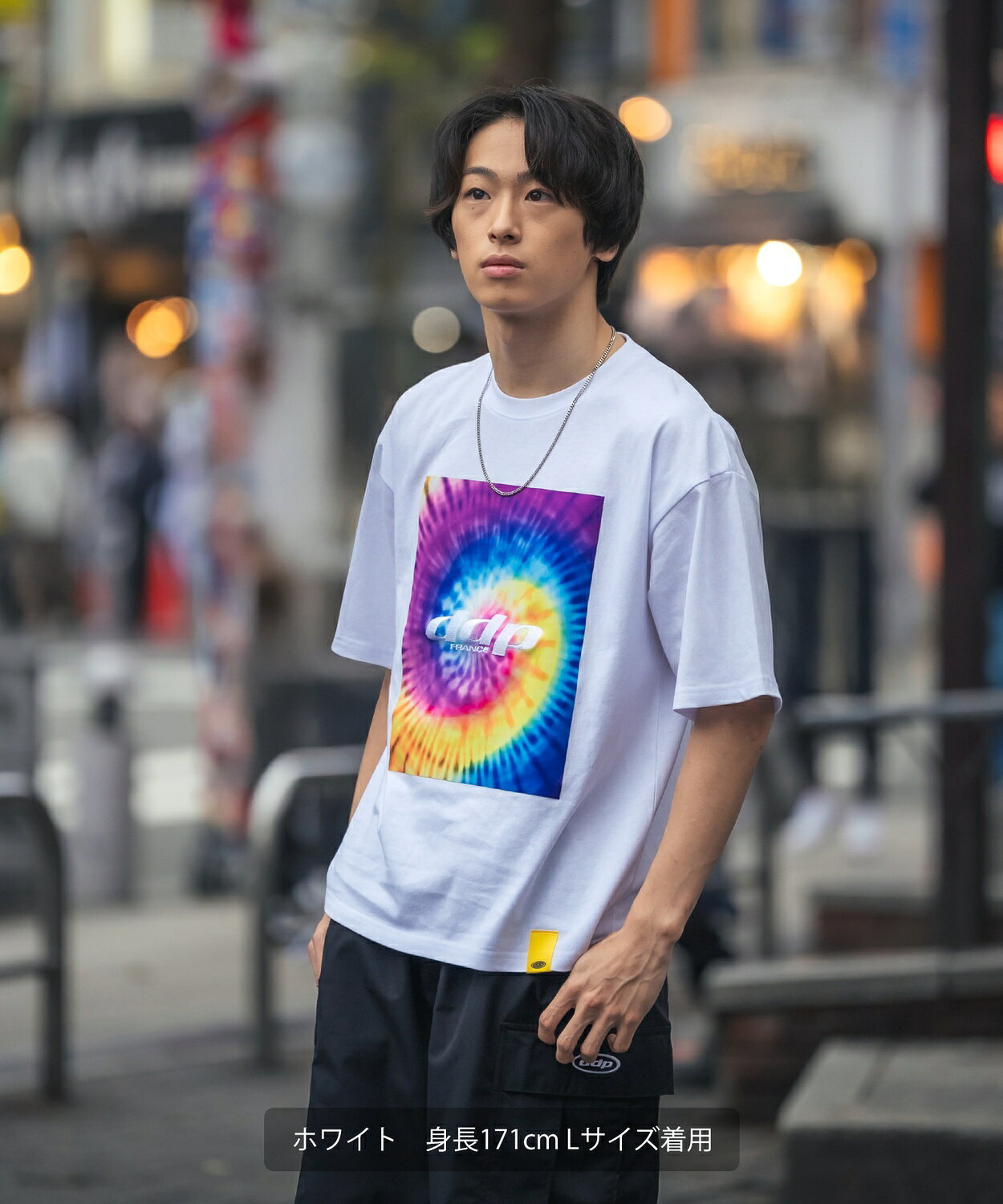 【SALE / 20%OFF】Tシャツ 半袖 カットソー メンズ レディース ユニセックス ddp ディーディーピー フロントプリント タイダイ染 ボックスシルエット 大きめ スケーター ストリート メンズライク ホワイト ネオンイエロー ブラック