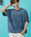 Tシャツ メンズ レディース ウォシュド加工 ピグメント加工 デニム パーカー スウェット アメカジ カジュアル スケーター ストリート 古着MIX 韓国ファッション ブルー ブラック(4)