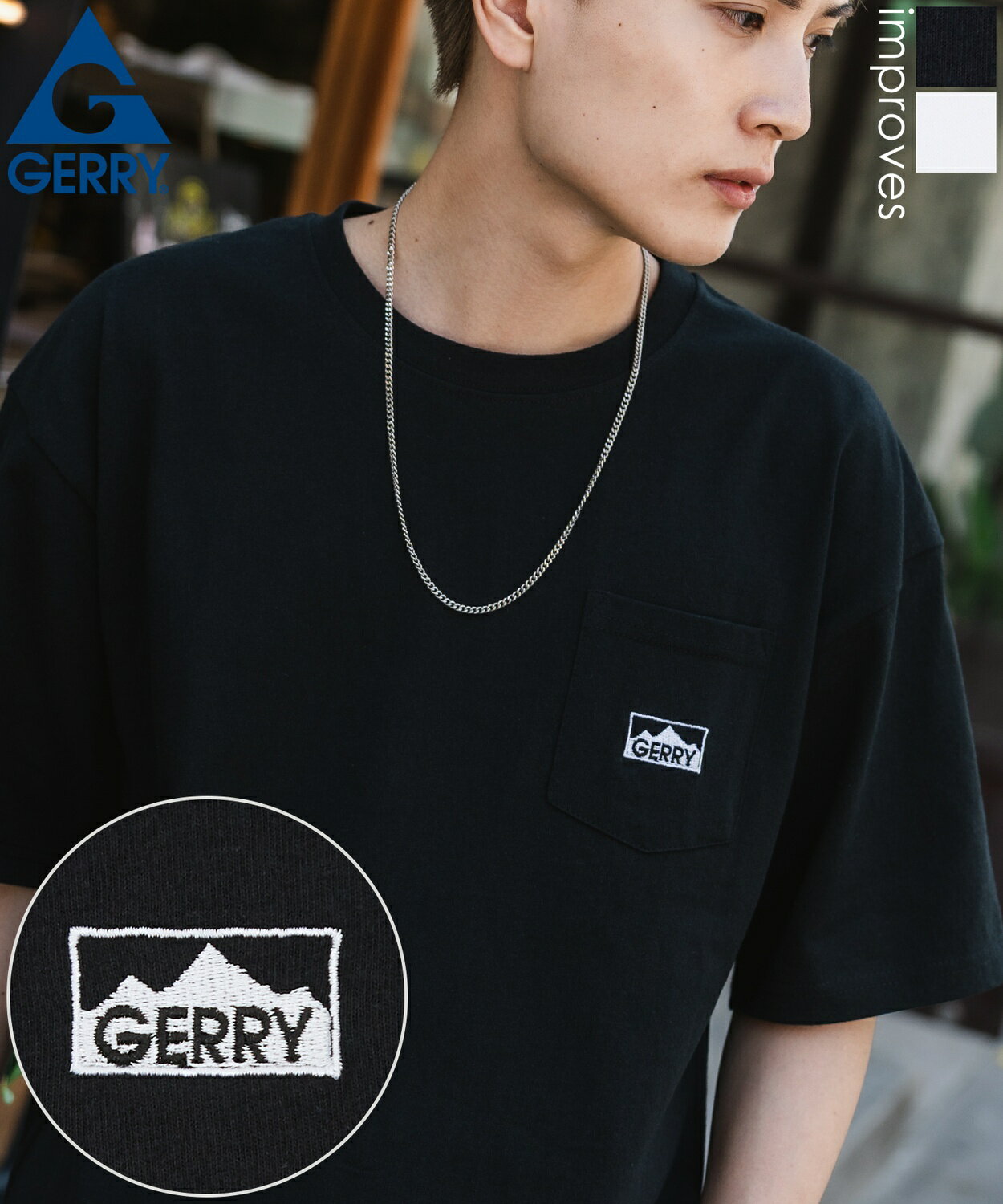 Rakuten - 【SALE / 24%OFF】半袖Tシャツ メンズ レディース GERRY ジェリー 別注 マウントロゴ ワンポイント 刺しゅう半袖T カットソー ポケT アウトドア ストリート アメカジ 古着MIX ホワイト ブラック