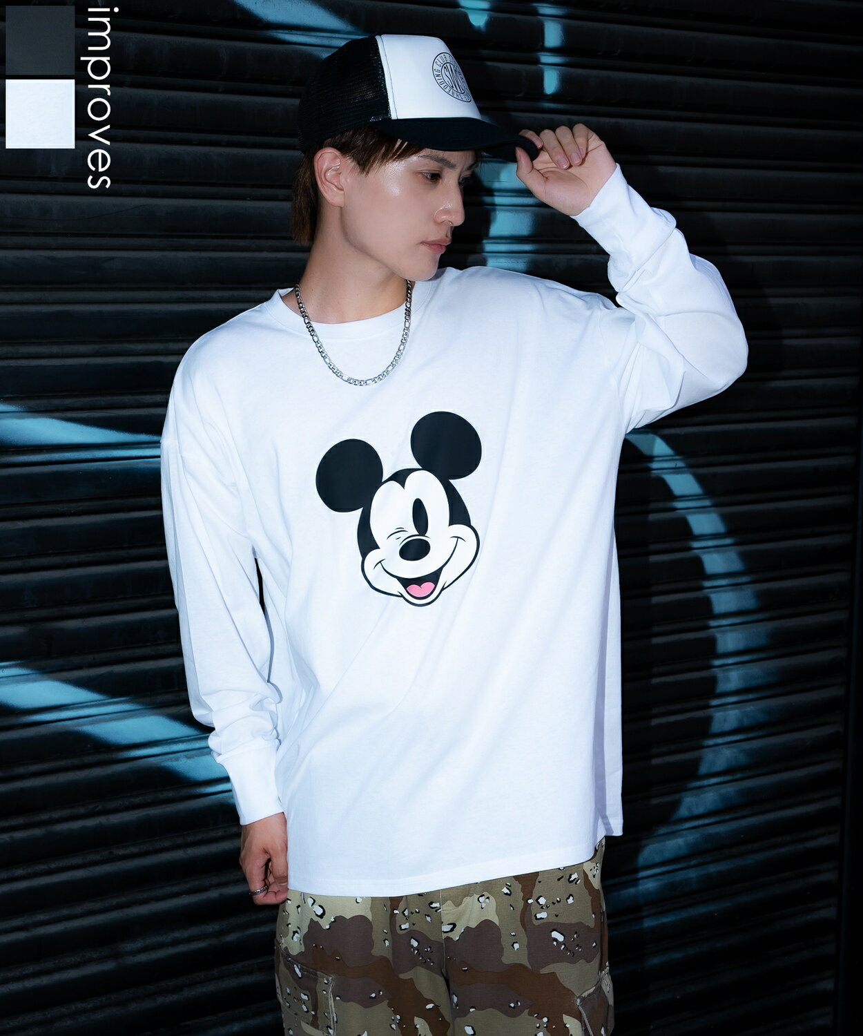 Rakuten - 【SALE / 30%OFF】Tシャツ メンズ レディース ミッキーマウス グッズ キャラT キャラクター トップス 綿100％ ロング スリーブ カジュアル ストリート スケーター 古着MIX ネイビー ホワイト
