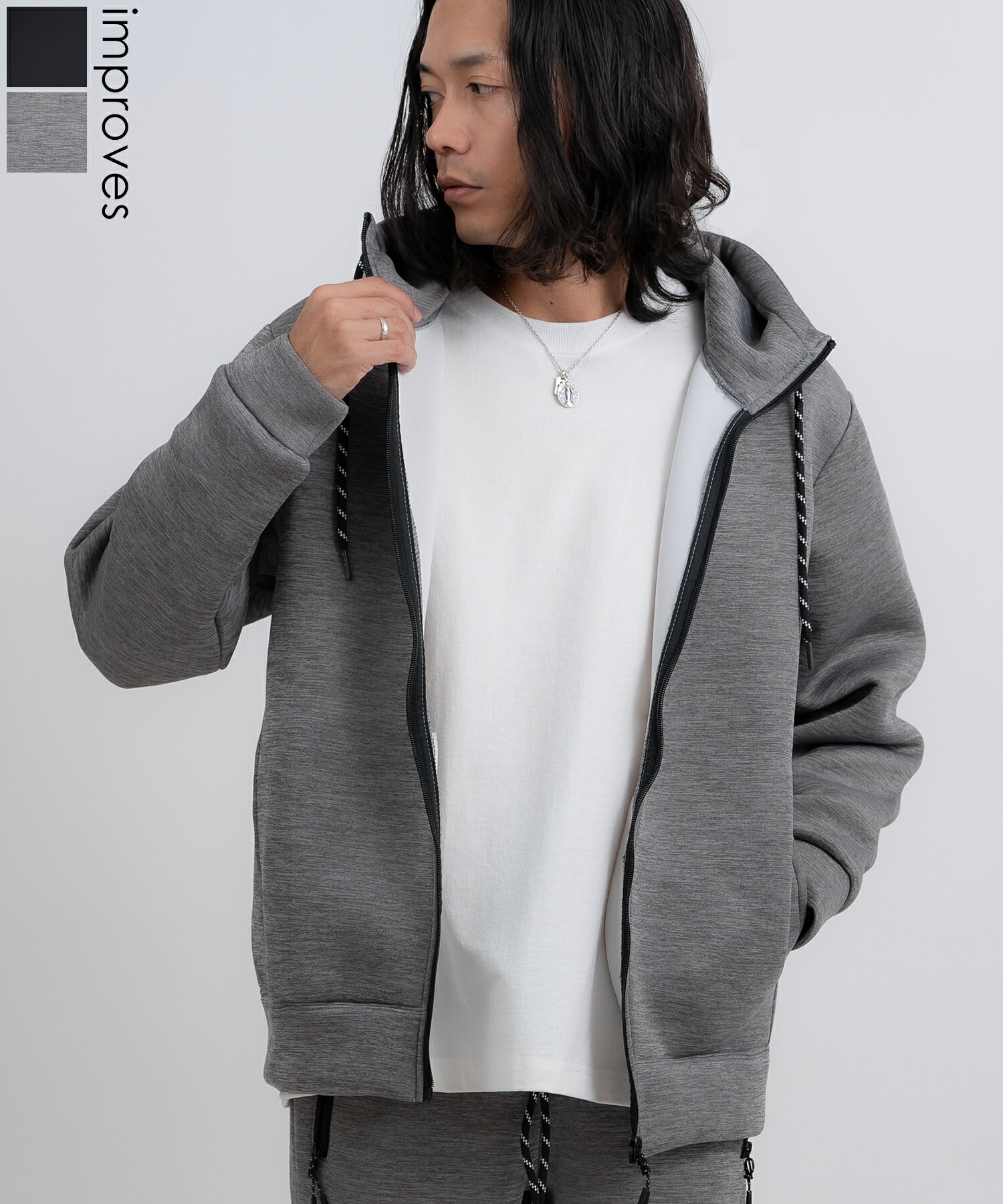 樂天商城 - 【SALE / 16%OFF】パーカー メンズ レディース フルジップ セットアップ ベーシック スポーツミックス テック カジュアル Y2K ストリート ブラック グレー