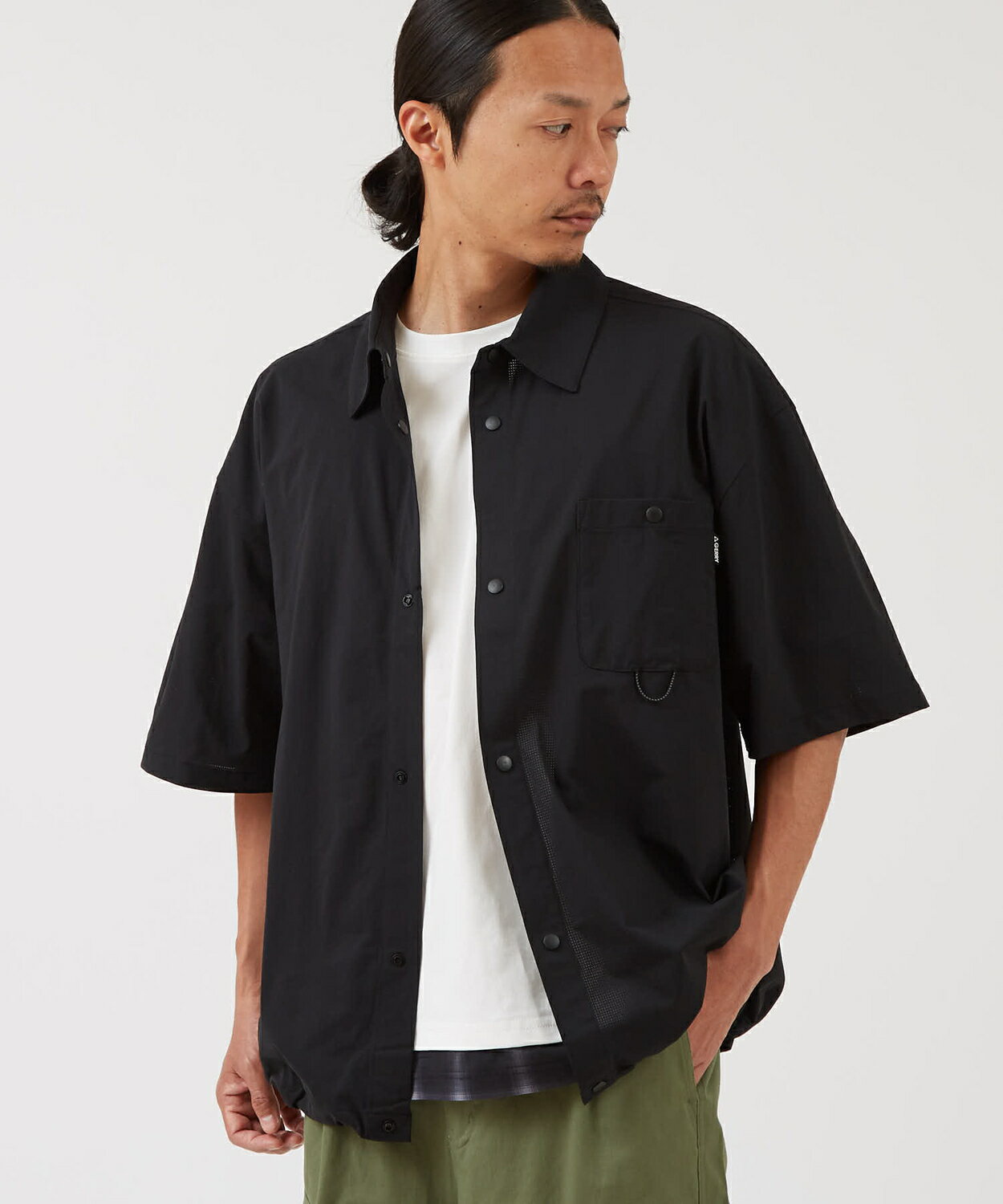Rakuten - 半袖シャツ メンズ レディース GERRY ジェリー 別注 ビッグシャツ オーバーサイズ 吸水速乾 ドットエアー シンプル ベーシック 無地 スポーツ カジュアル ストリート ブラック レオパード チェック