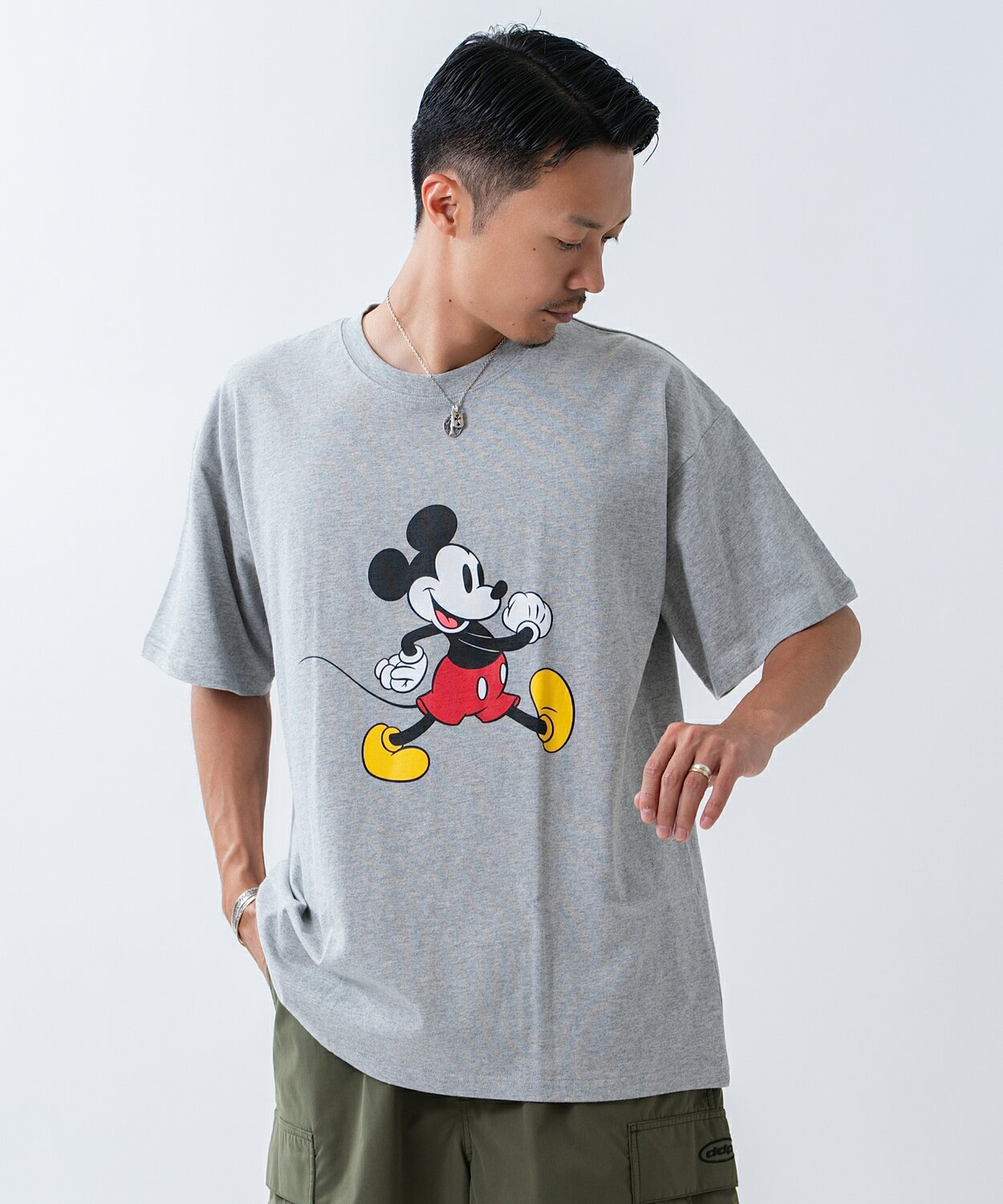 カットソー メンズ レディース ミッキーマウス キャラT キャラクター 半袖 Tシャツ トップス 綿100％ カジュアル アメカジ ストリート スケーター 古着MIX グレー ホワイト