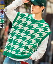 【SALE / 37%OFF】ニットベスト メンズ レディース 千鳥格子 ハウンドトゥース チェック柄 カラーニット オーバーサイズ 大きめ きれいめカジュアル...