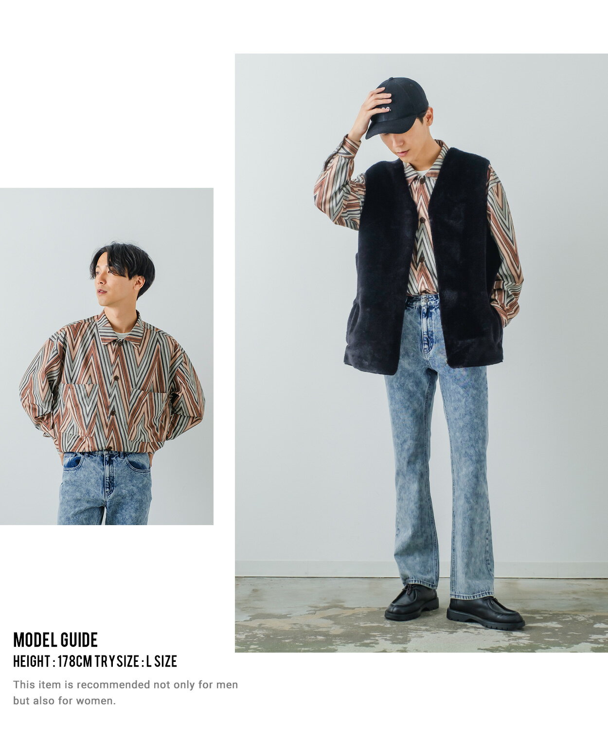 【SALE / 34%OFF】長袖シャツ メンズ レディース フェイク スエード 柄シャツ 総柄...