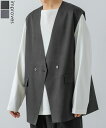 【SALE / 26%OFF】ジレベスト メンズ レディース スーツ生地 ノーカラー ベスト オーバーサイズ ゆったり 大きいサイズ きれいめカジュアル モード...