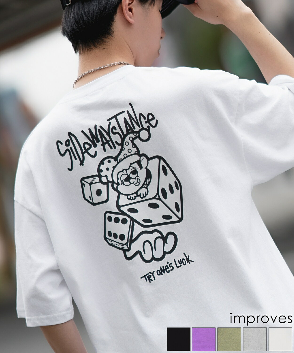 半袖Tシャツ メンズ レディース SIDEWAY STANCE サイドウェイスタンス オリジナルプリント グラフィック カットソー ダイス サイコロ タギング オーバーサイズ 大きめ アメカジ カジュアル スケーター ストリート 韓国ファッション