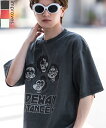 半袖Tシャツ メンズ レディース SIDEWAY STANCE サイドウェイスタンス オリジナルプリント ピグメント ロックバンド カットソー 大きめ アメカジ カジュアル スケーター ストリート パロディ 古着MIX 韓国ファッション