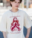 半袖Tシャツ メンズ レディース SIDEWAY STANCE サイドウェイスタンス オリジナルプリント ピグメント マリア カットソー 大きめ アメカジ カジュアル スケーター ストリート パロディ 古着MIX 韓国ファッション