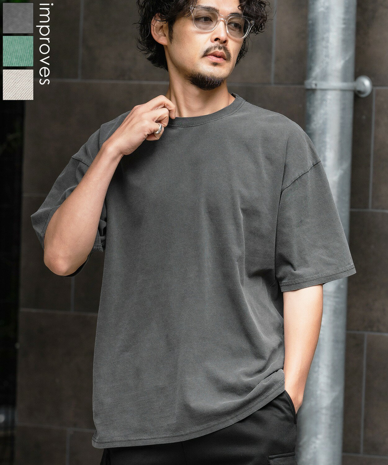 Short-sleeved T-shirt for men and women, SIDEWAY STANCE, pigment-dyed, vintage-finished, plain T-shirt, simple, oversized, American casual, skater, street, Korean fashion.