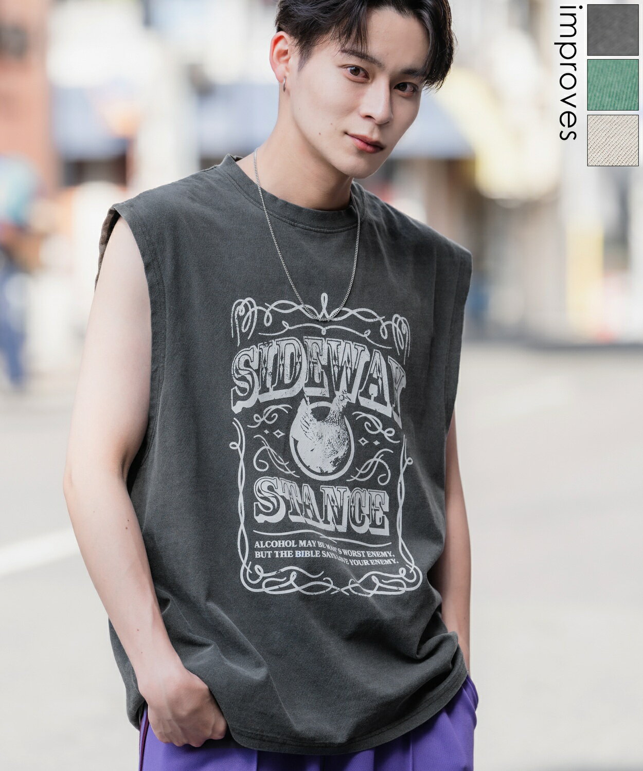 樂天商城 - 【SALE / 39%OFF】Tシャツ メンズ レディース SIDEWAY STANCE サイドウェイスタンス ピグメント加工 ヴィンテージ加工 ラベルプリント ノースリーブ カットソー オーバーサイズ 大きめ アメカジ カジュアル スケーター ストリート 韓国ファッション