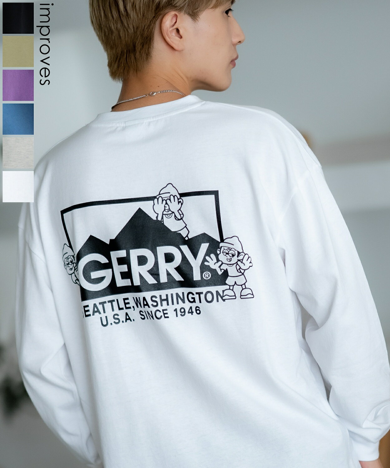 Rakuten - 【SALE / 30%OFF】長袖Tシャツ メンズ レディース GERRY×SIDEWAY STANCE ジェリー サイドウェイスタンス 別注コラボ プリント カットソー ロンT ワンポイント ボックスロゴ いないいないばあ アウトドア アスレジャー ストリート スケーター アメカジ