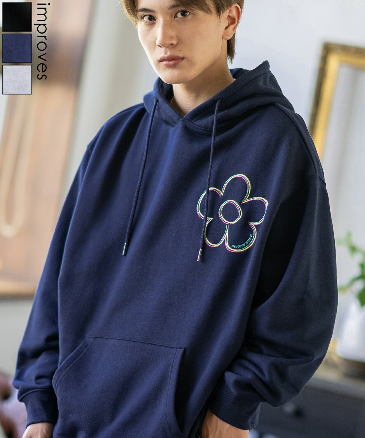 樂天商城 - 【SALE / 50%OFF】パーカー メンズ レディース SIDEWAY STANCE サイドウェイスタンス 刺しゅうゅう スウェット フラワー オーバーサイズ 大きめ アメカジ カジュアル スケーター ストリート 韓国ファッション