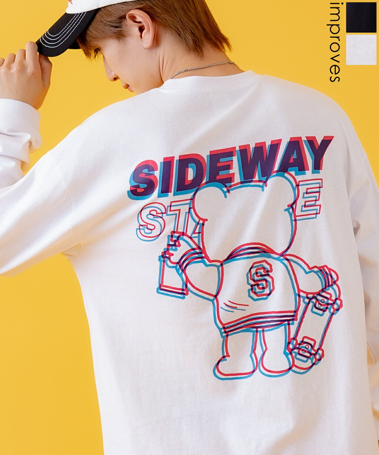 樂天商城 - 【SALE / 42%OFF】長袖Tシャツ メンズ レディース SIDEWAY STANCE サイドウェイスタンス オリジナルプリント グリッチベア グラフィック ロンT カットソー 大きめ アメカジ カジュアル スケーター ストリート 古着MIX 韓国ファッション ホワイト ブラック