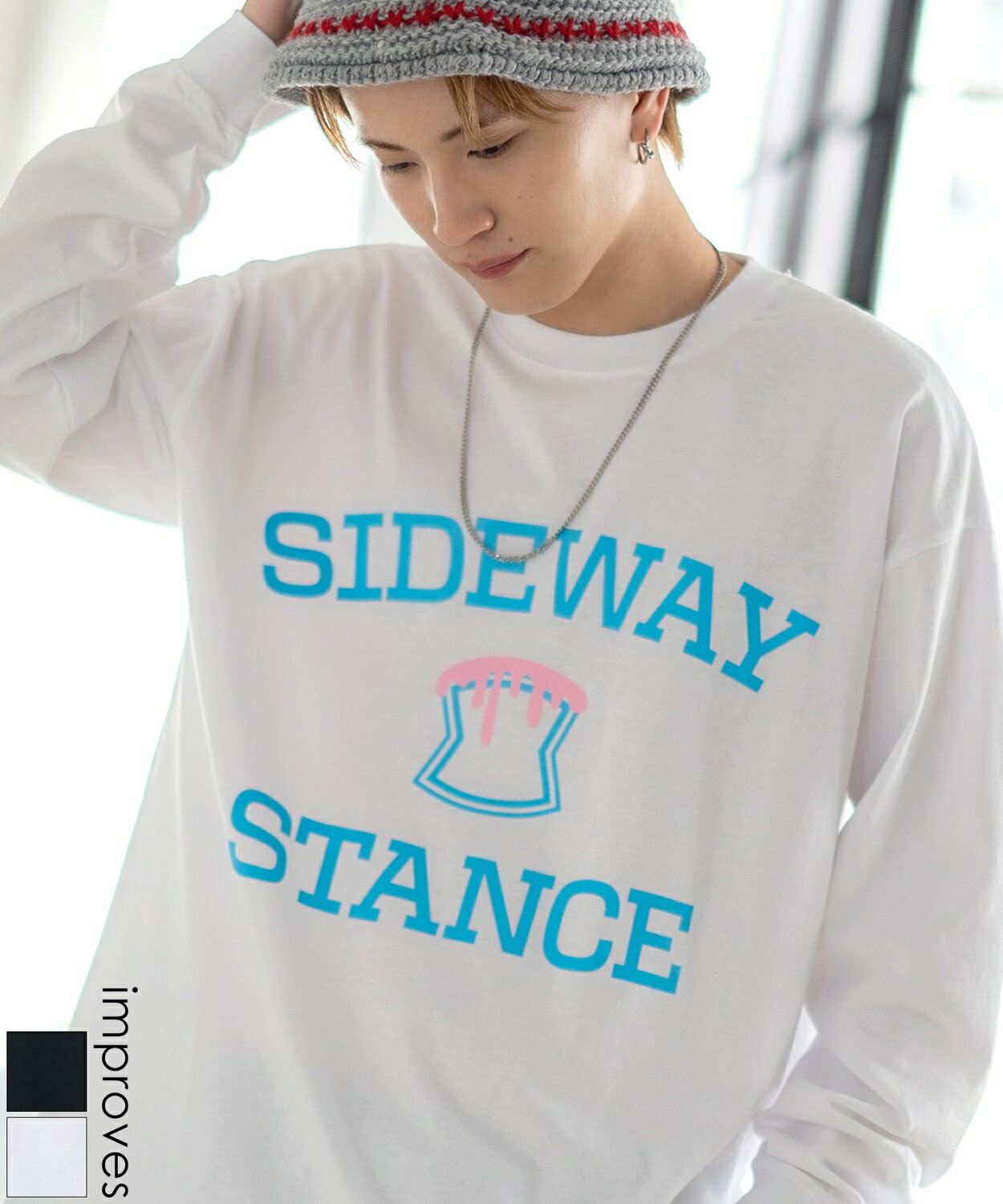 Rakuten - 【SALE / 42%OFF】長袖Tシャツ メンズ レディース SIDEWAY STANCE サイドウェイスタンス オリジナルプリント アーチロゴ カットソー ロンT 大きめ アメカジ カジュアル スケーター ストリート 古着MIX 韓国ファッション ブラック ホワイト