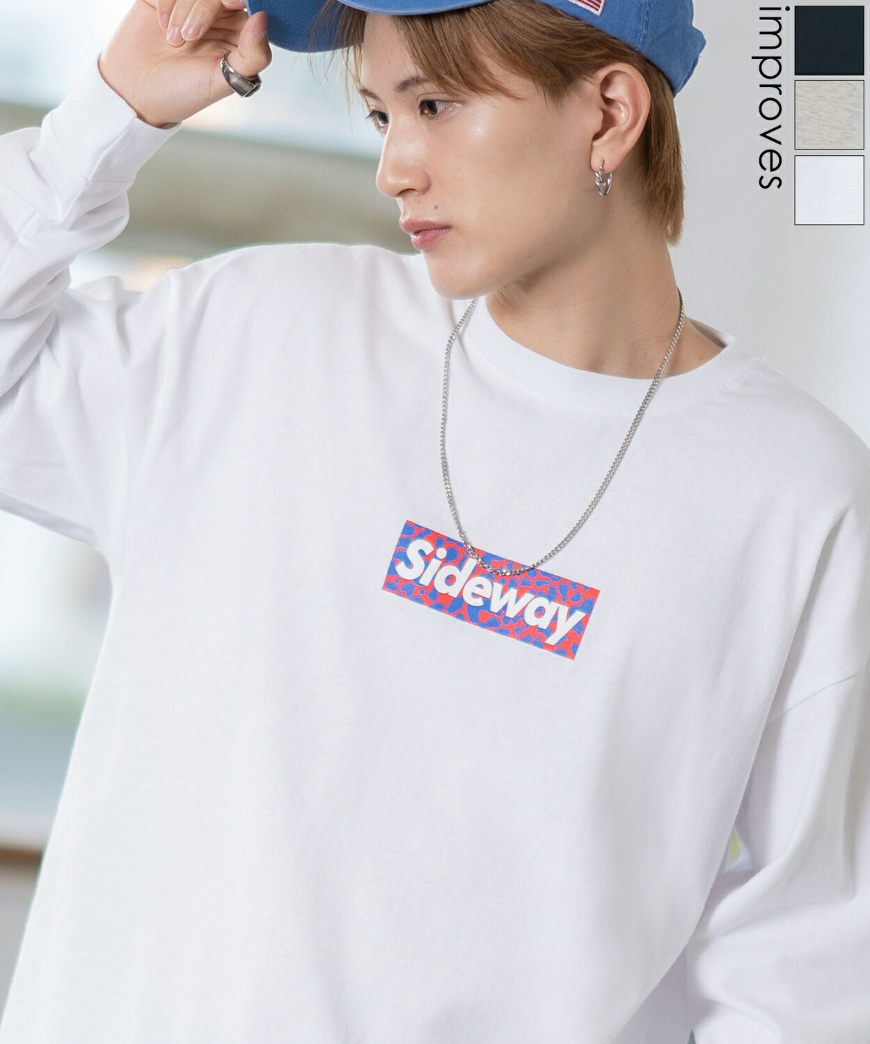 【SALE / 30%OFF】長袖Tシャツ メンズ レディース SIDEWAY STANCE サイドウェイスタンス オリジナルプリント ボックスロゴ カットソー ロンT 大きめ アメカジ カジュアル スケーター ストリート 古着MIX 韓国ファッション ブラック ホワイトのサムネイル