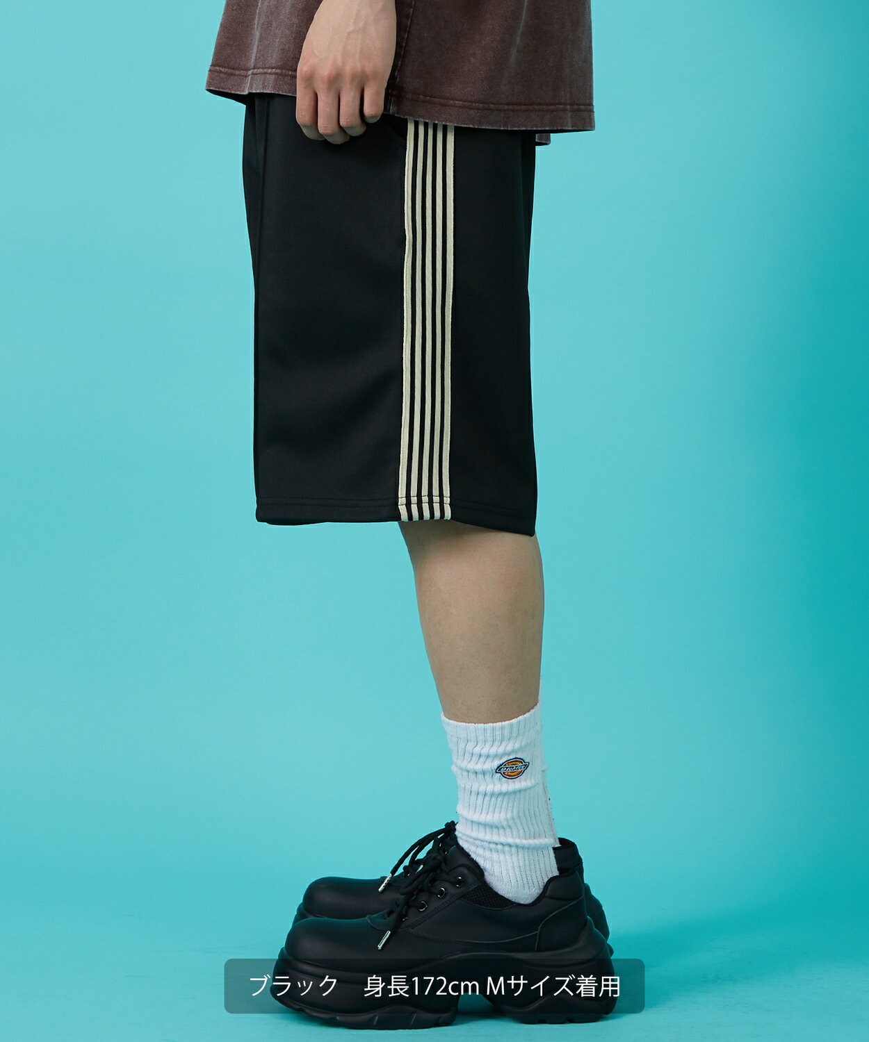 トラックパンツ メンズ レディース SIDEWAY STANCE サイドウェイスタンス ハーフ パンツ 短パン ラインパンツ セットアップ 大きめ アメカジ カジュアル スケーター ストリート 古着MIX 韓国ファッション