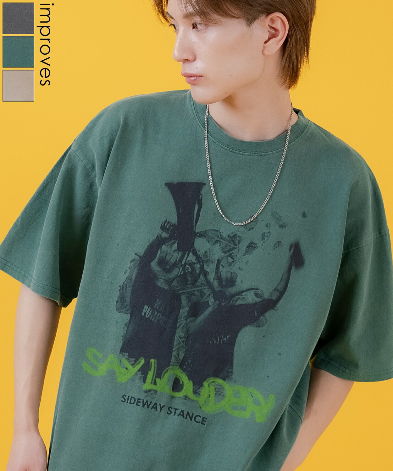 Rakuten - 【SALE / 39%OFF】ピグメント 半袖Tシャツ メンズ レディース SIDEWAY STANCE サイドウェイスタンス オリジナルプリント グラフィック カットソー 大きめ アメカジ カジュアル スケーター ストリート 古着MIX 韓国ファッション ブラック ベージュ グリーン