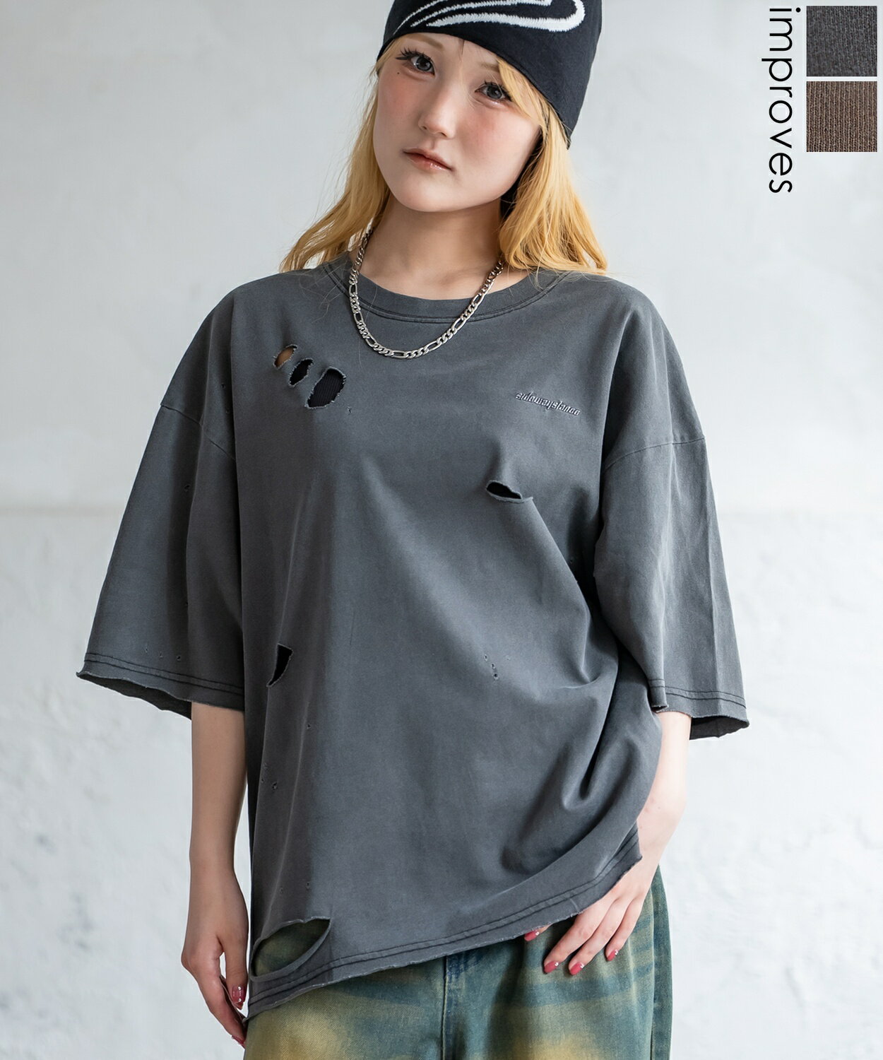 樂天商城 - 【SALE / 50%OFF】Tシャツ メンズ レディース SIDEWAY STANCE サイドウェイスタンス 半袖 カットソー ダメージ ロゴ 刺しゅう グランジ アメカジ カジュアル Y2K ストリート 古着MIX 韓国ファッション ブラック ブラウン