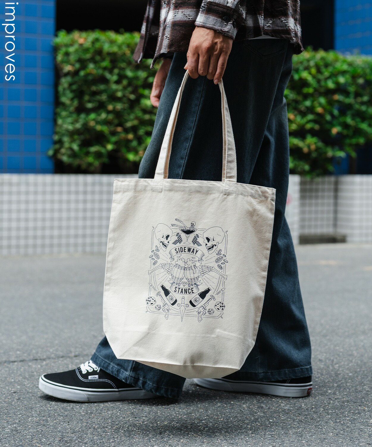 【SALE / 14%OFF】トートバッグ メンズ レディース バック 通勤 通学 サブバック スカル 小物 プリント 刺しゅう スケーター ストリート アメカジ カジュアル 韓国 ストリート ホワイト