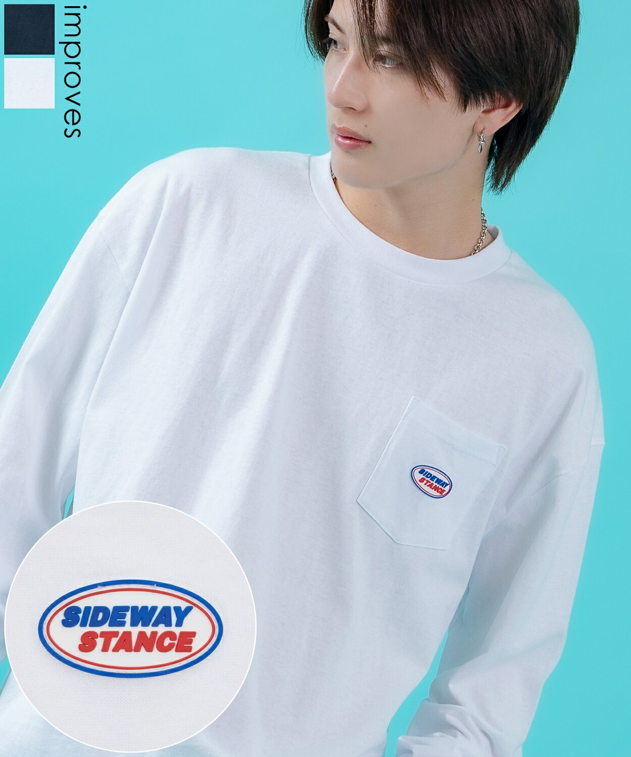 樂天商城 - 【SALE / 50%OFF】長袖Tシャツ メンズ レディース SIDEWAY STANCE サイドウェイスタンス オーバルラバーワッペン ワンポイント ポケT ストリート スケーター ホワイト ブラック