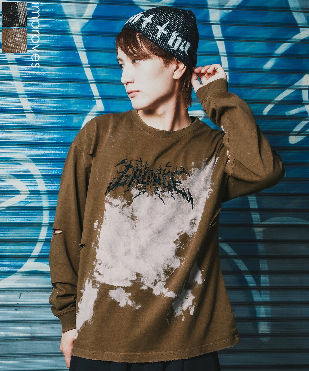 Rakuten - 【SALE / 39%OFF】長袖Tシャツ メンズ レディース ロゴ 長袖 SIDEWAY STANCE サイドウェイスタンス オリジナル刺しゅう ロンT カットソー ダメージ加工 オーバーサイズ アメカジ Y2K ストリート 古着MIX 韓国ファッション ビッグシルエット ユーズド加工