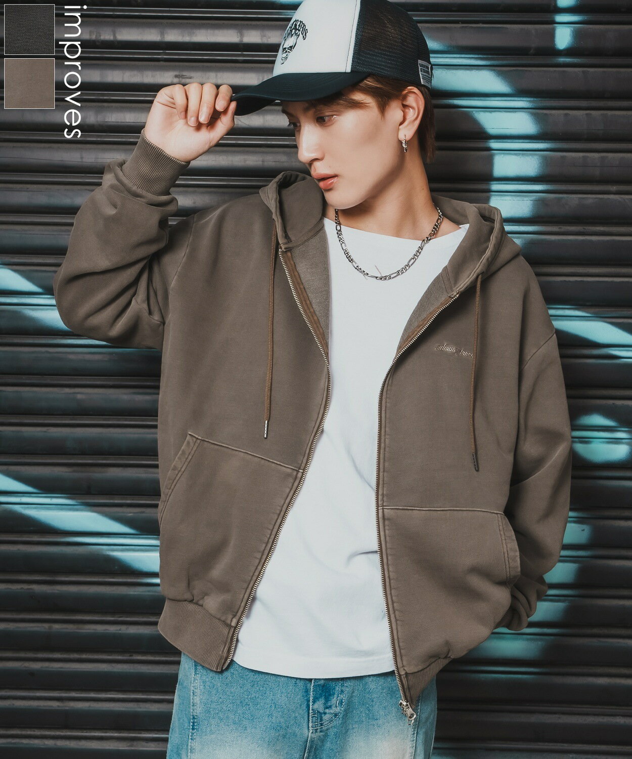 Rakuten - 【SALE / 31%OFF】パーカー メンズ レディース SIDEWAY STANCE サイドウェイスタンス スウェット ピグメント ジップパーカー ストリート カジュアル 韓国ファッション 古着MIX ブラック ブラウン