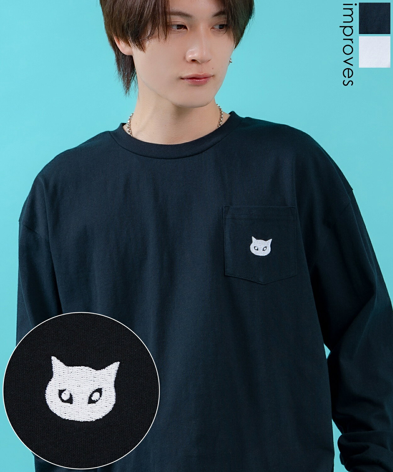 樂天商城 - 【SALE / 50%OFF】長袖Tシャツ メンズ レディース SIDEWAY STANCE サイドウェイスタンス 猫刺しゅう ワンポイント ポケT ストリート スケーター ホワイト ブラック