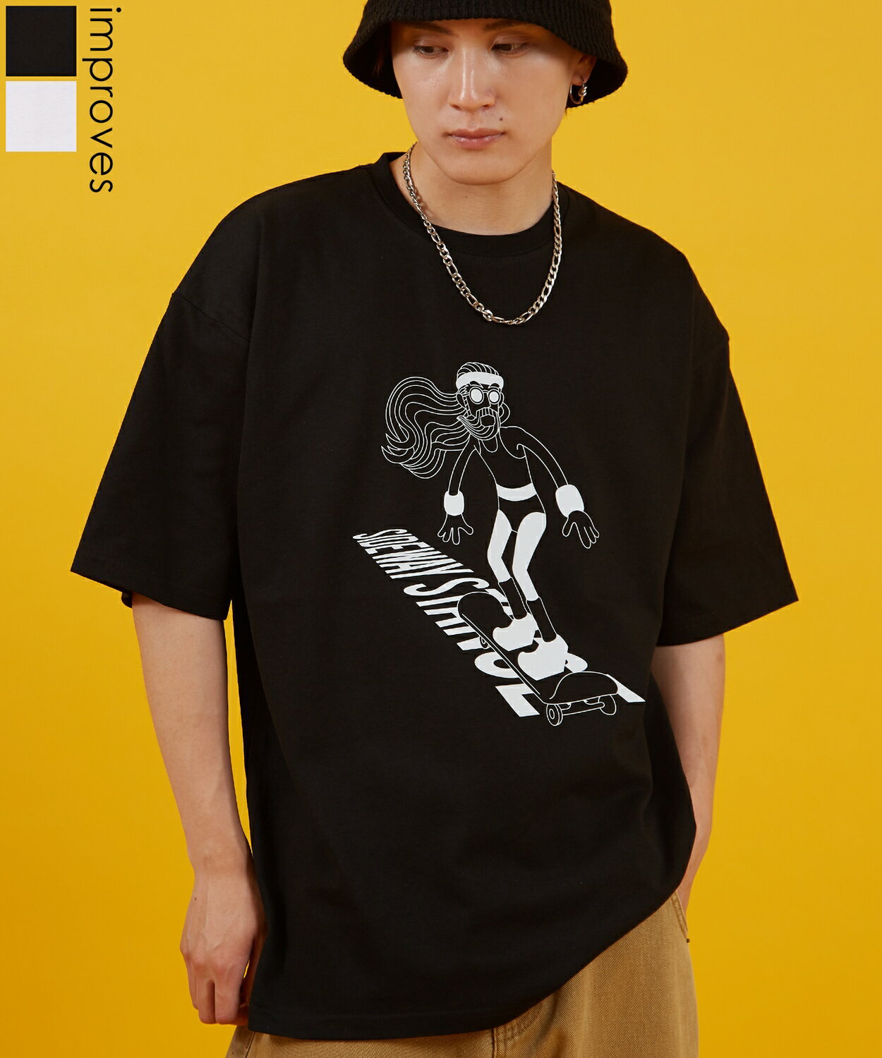 Rakuten - 【SALE / 24%OFF】カットソー メンズ レディース SIDEWAY STANCE サイドウェイスタンス 半袖 Tシャツ ヒッピー スケーター プリント アメカジ カジュアル Y2K ストリート 90s古着MIX 韓国ファッション ブラック ホワイト
