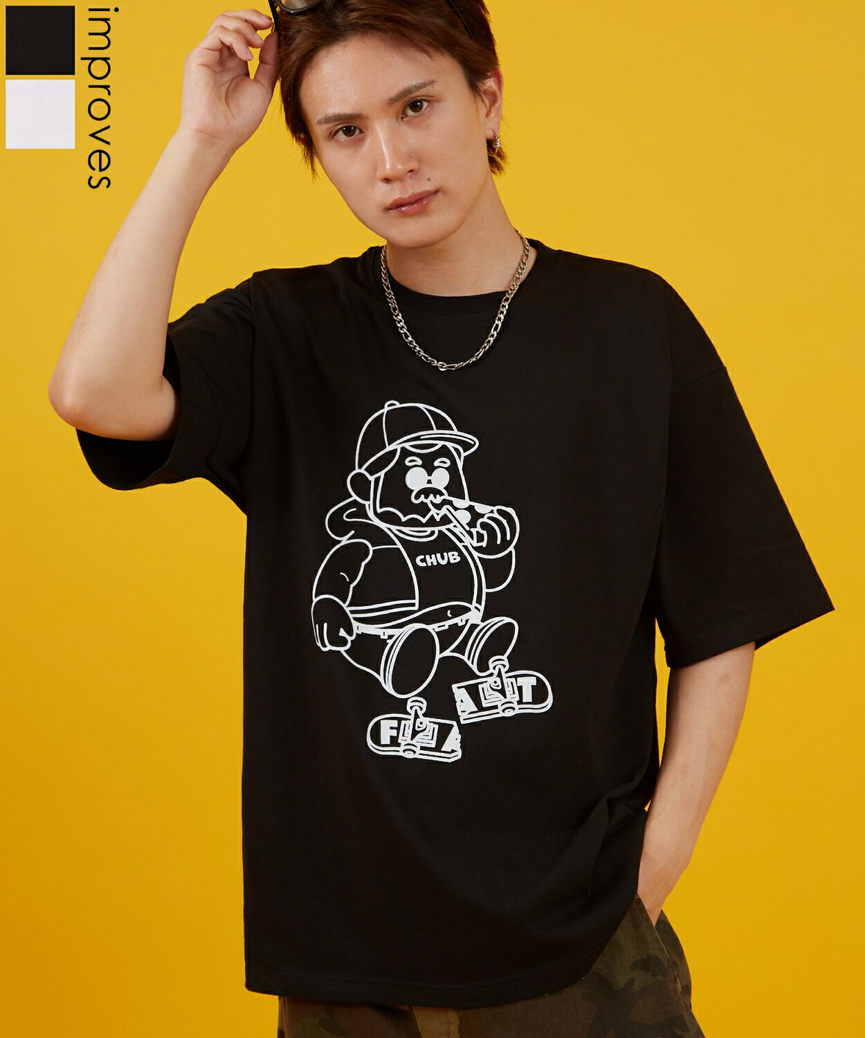 樂天商城 - 【SALE / 24%OFF】カットソー メンズ レディース SIDEWAY STANCE サイドウェイスタンス 半袖 Tシャツ ファットマン プリント アメカジ カジュアル Y2K ストリート 90s古着MIX 韓国ファッション ブラック ホワイト