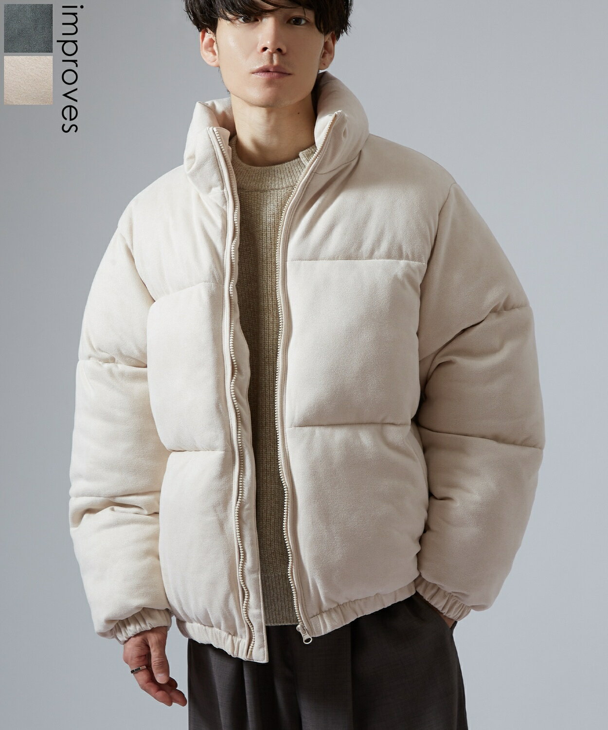 樂天商城 - 【SALE / 15%OFF】ダウンジャケット メンズ レディース スエードタッチ 中綿 ショートペディン パデッドブルゾン アメカジ カジュアル モード 韓国ファッション 大人カジュアル ベージュ チャコール