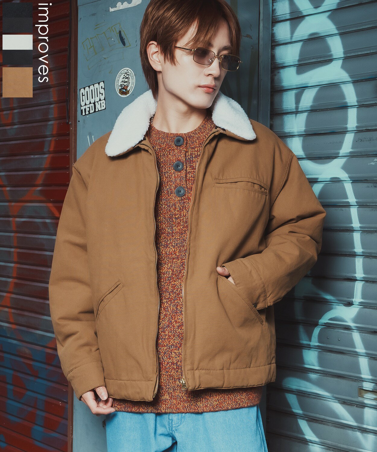 樂天商城 - 【SALE / 27%OFF】ダックボンバージャケット メンズ レディース ボア襟 コーデュロイ襟 ワークジャケット ストリート アメカジ 古着MIX 韓国ファッション ビッグシルエット オーバーサイズ Wジップ ワーク系 ストリート系 韓国