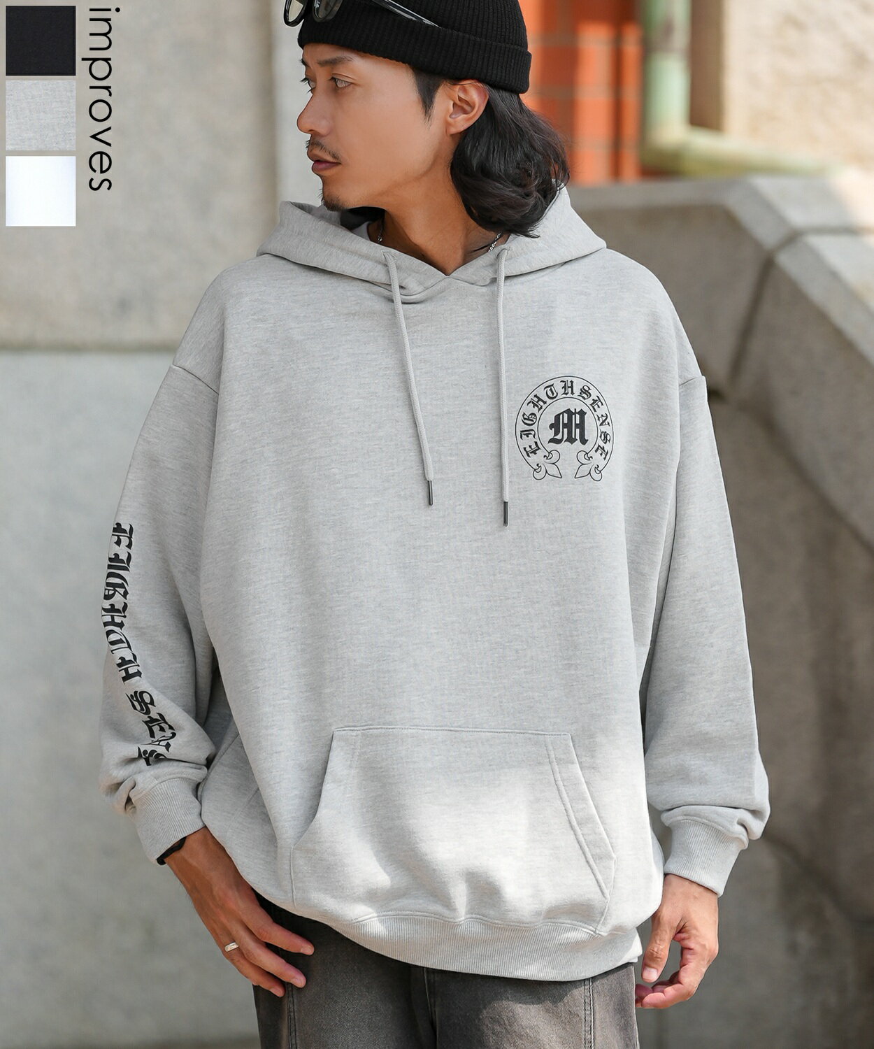 樂天商城 - 【SALE / 35%OFF】パーカー メンズ レディース SIDEWAY STANCE サイドウェイスタンス サークルロゴ アームロゴ 裏毛 スウェット フーディー 大きめ アメカジ カジュアル Y2K ストリート 90s古着MIX 韓国ファッション ブラック ホワイト グレー