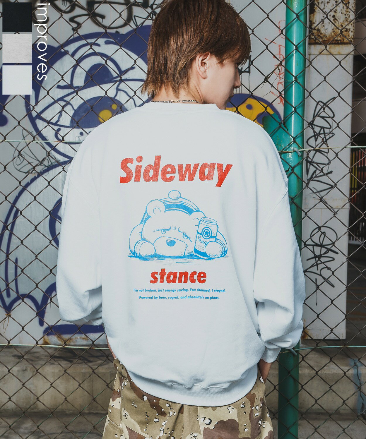 Rakuten - 【SALE / 25%OFF】トレーナー メンズ レディース SIDEWAY STANCE サイドウェイスタンス 裏毛 スウェットトレーナー ダウナーベアプリント アメカジ ストリート カジュアル 韓国ファッション 古着MIX
