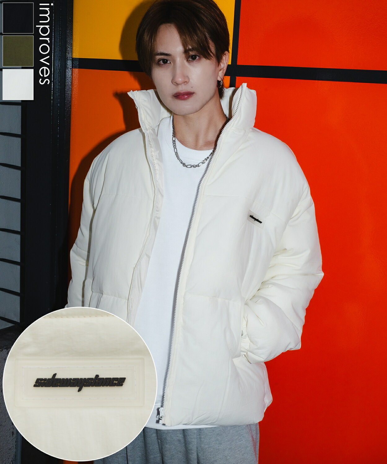 樂天商城 - 【SALE / 25%OFF】ダウンジャケット メンズ レディース SIDEWAY STANCE サイドウェイスタンス エコダウン ブルゾン ジャンパー ワンポイント 防風 撥水 防寒 アウトドア ストリート スケーター 韓国 ブラック カーキ ホワイト