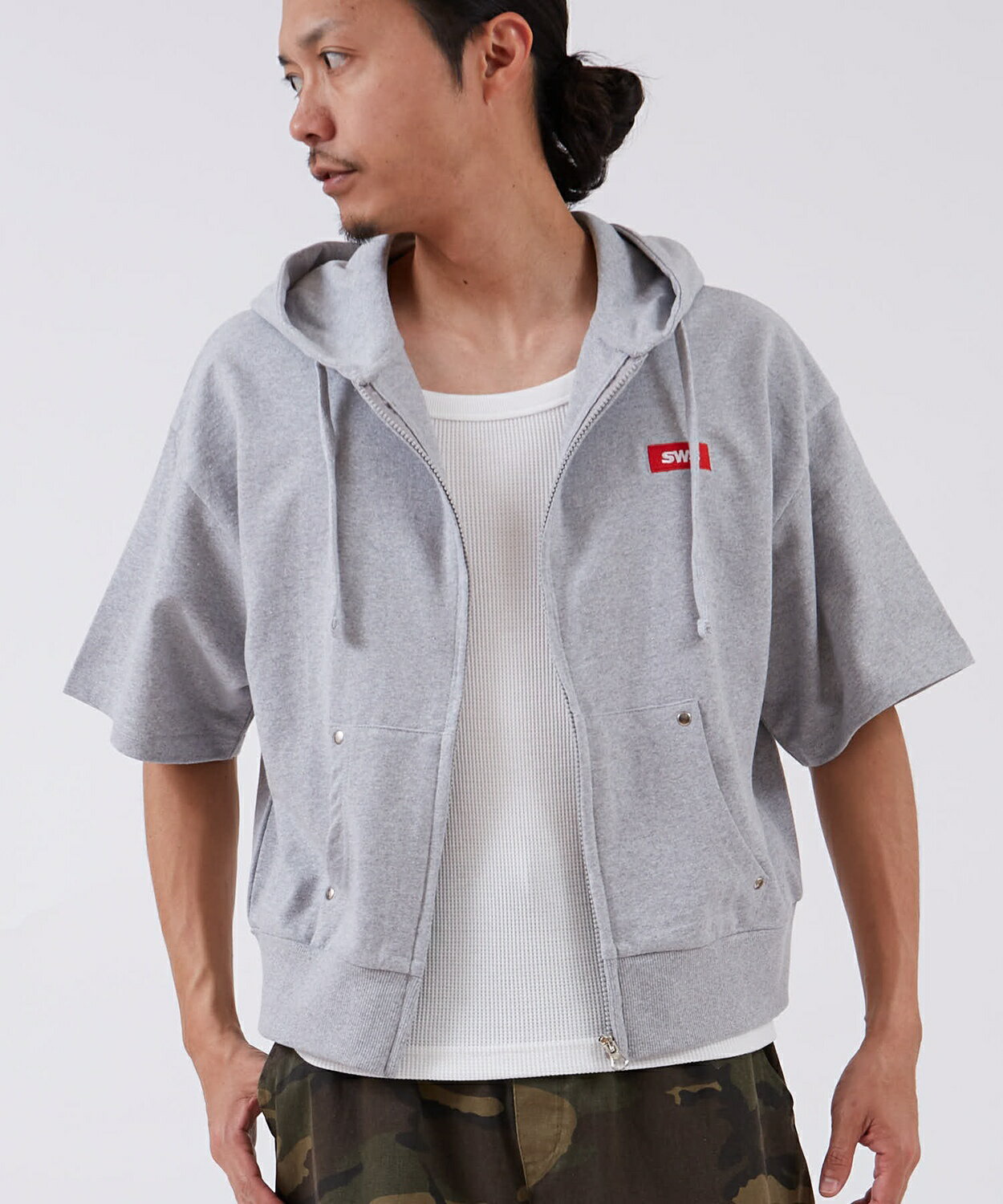 Rakuten - 半袖パーカー メンズ レディース SIDEWAY STANCE サイドウェイスタンス スウェット ジップパーカー 裏毛 カットソー 半袖T アメカジ カジュアル スケーター ストリート 古着MIX 韓国ファッション ブラック 杢グレー ネイビー