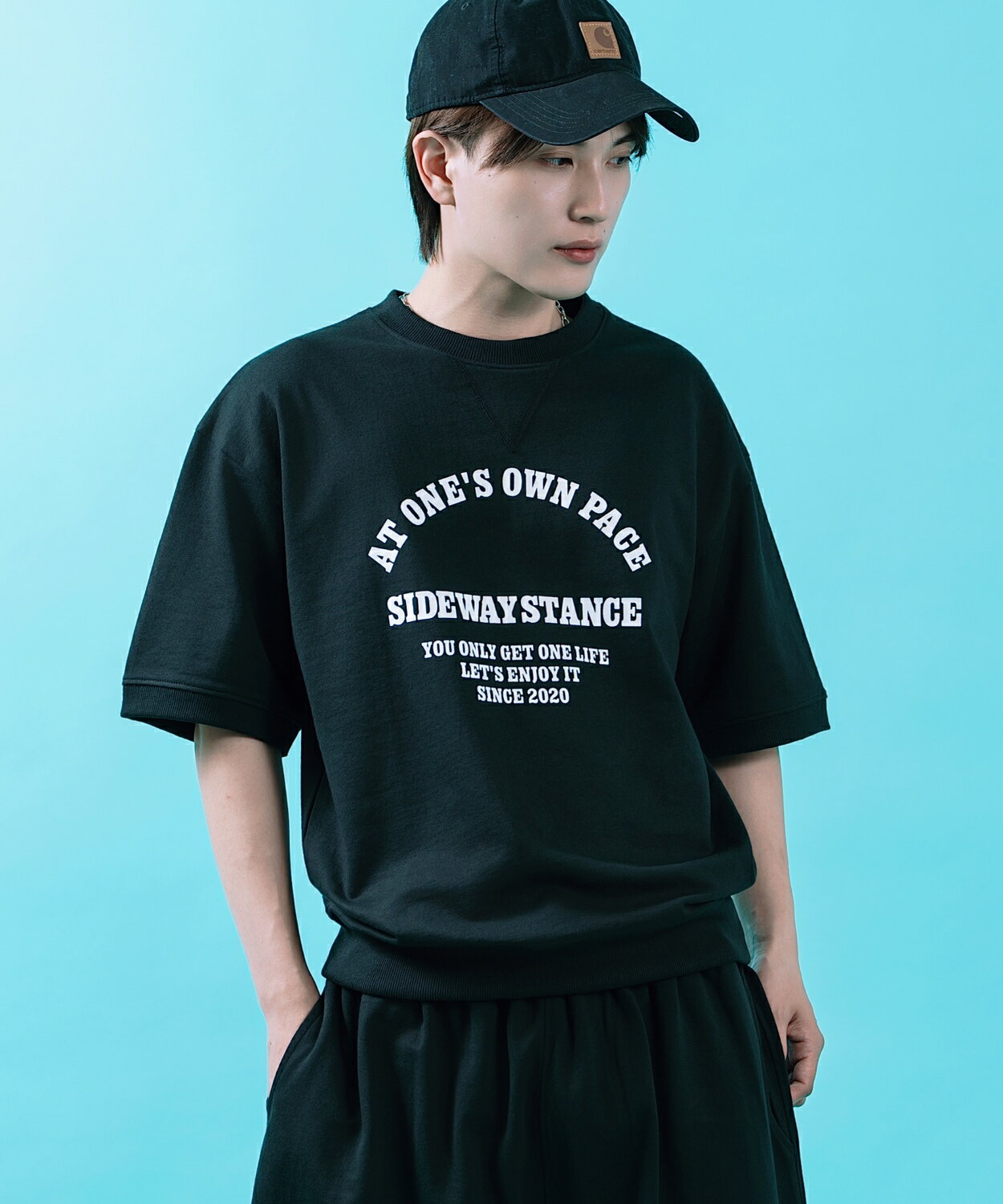 Rakuten - 半袖シャツ メンズ レディース SIDEWAY STANCE サイドウェイスタンス スウェット ビッグシルエット 裏毛 カットソー 半袖T アメカジ カジュアル スケーター ストリート 古着MIX 韓国ファッション ブラック 杢グレー ネイビー