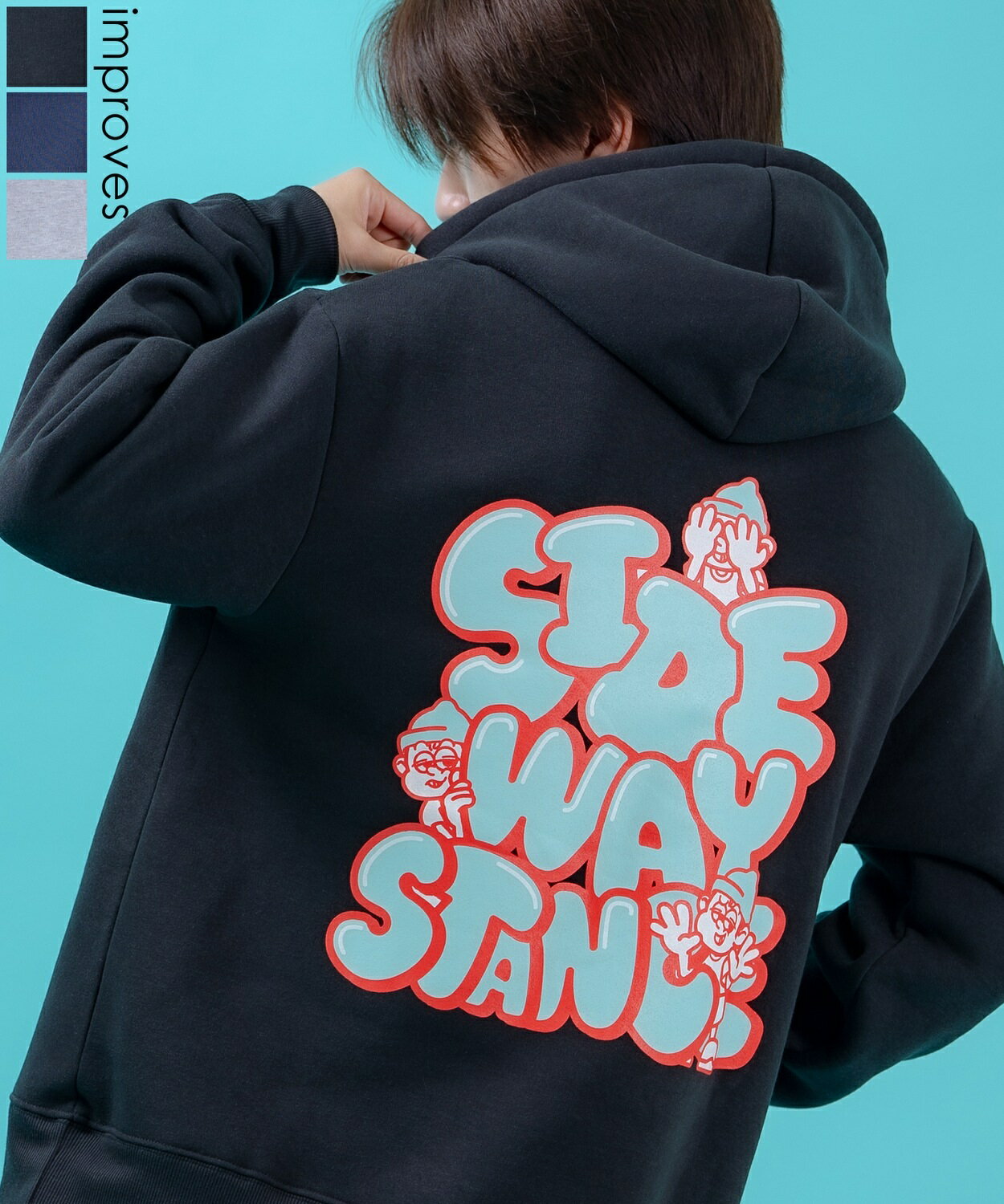 樂天商城 - 【SALE / 30%OFF】プルオーバーパーカー メンズ レディース 裏起毛 パーカー フーディー スウェット 長袖 バックプリント キャラクター ロゴプリント SIDEWAY STANCE サイドウェイスタンス スエット オーバーサイズ ビッグシルエット ストリート スケーター 古着
