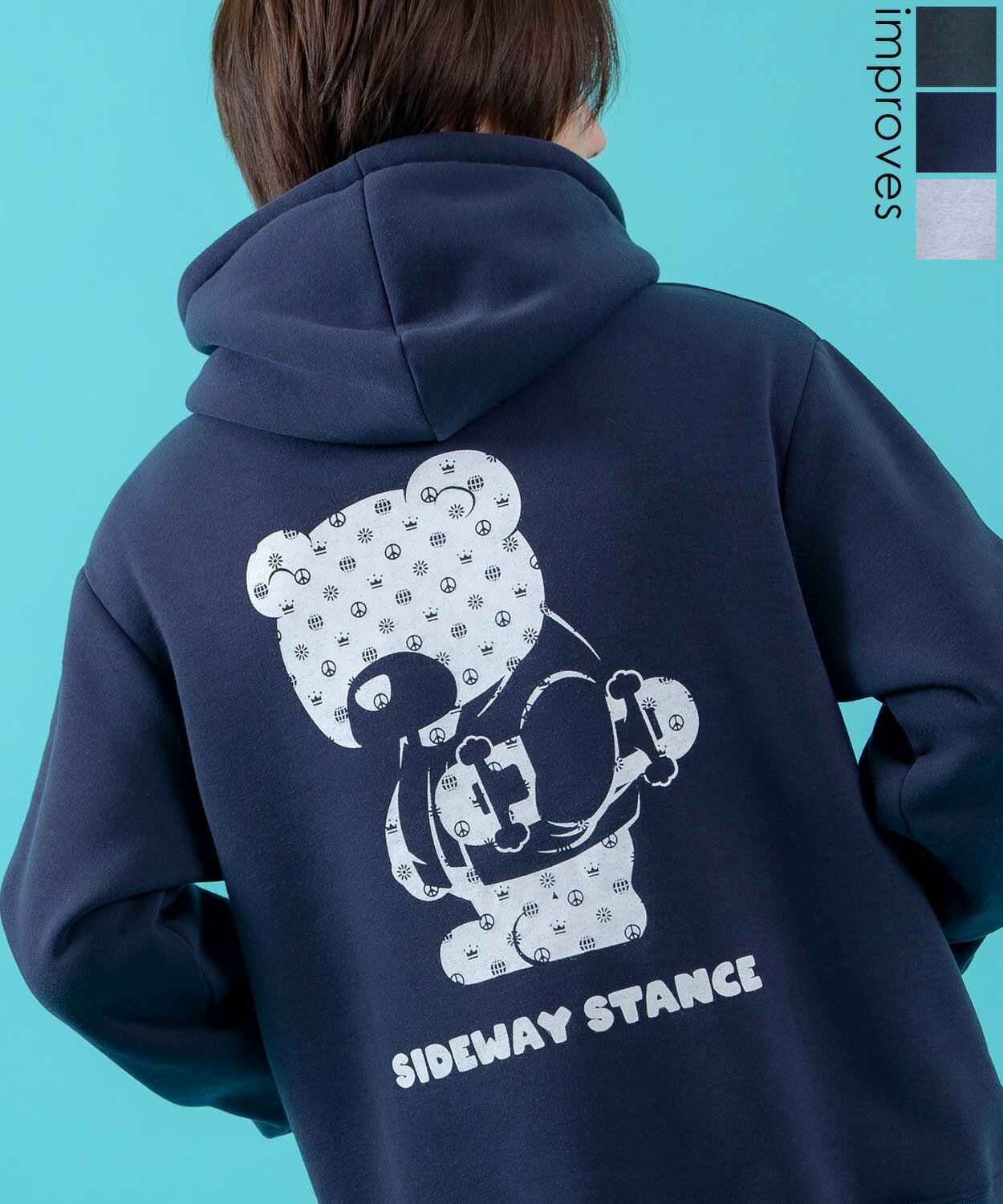 樂天商城 - 【SALE / 30%OFF】プルオーバーパーカー メンズ レディース モノグラム ダウナーベア 裏起毛 プルパーカー SIDEWAY STANCE サイドウェイスタンス スケートボード クマ プリント フーディー オーバーサイズ ビッグシルエット ストリート スケーター 韓国ファッション