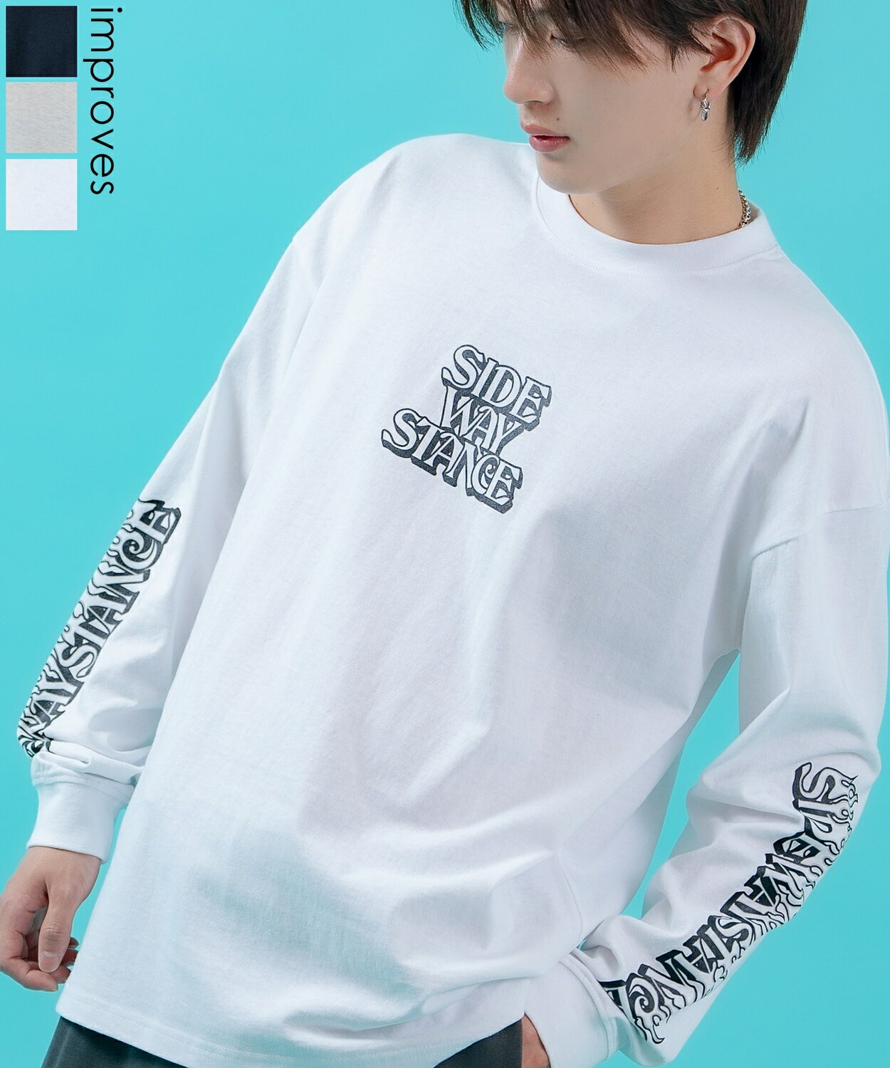 樂天商城 - 【SALE / 10%OFF】ロンT メンズ レディース ステッカーアームロゴ 長袖Tシャツ SIDEWAY STANCE サイドウェイスタンス ファイヤーパターン 袖プリント クルーネック カットソー オーバーサイズ ストリート スケーター Y2K 韓国ファッション