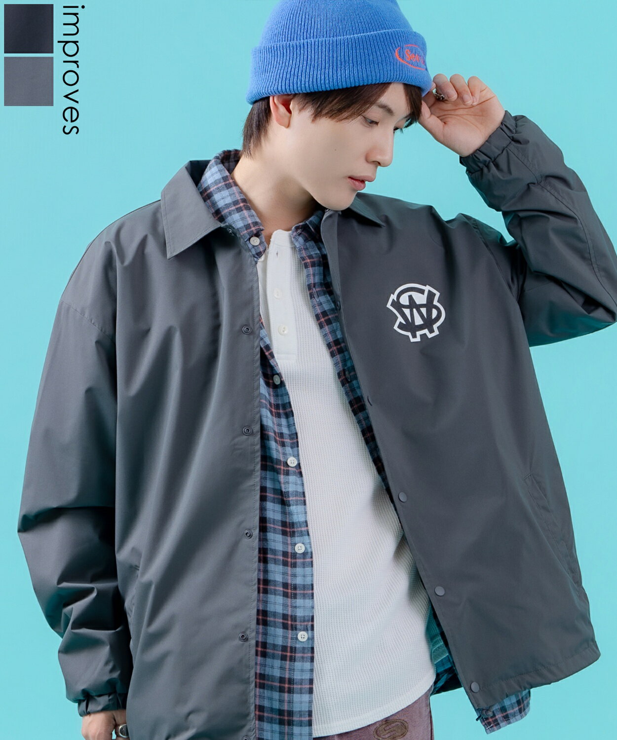 樂天商城 - コーチジャケット メンズ レディース SIDEWAY STANCE サイドウェイスタンス ナイロン アメカジ スケーター ストリート 古着MIX 韓国ファッション ブラック ライトグレー