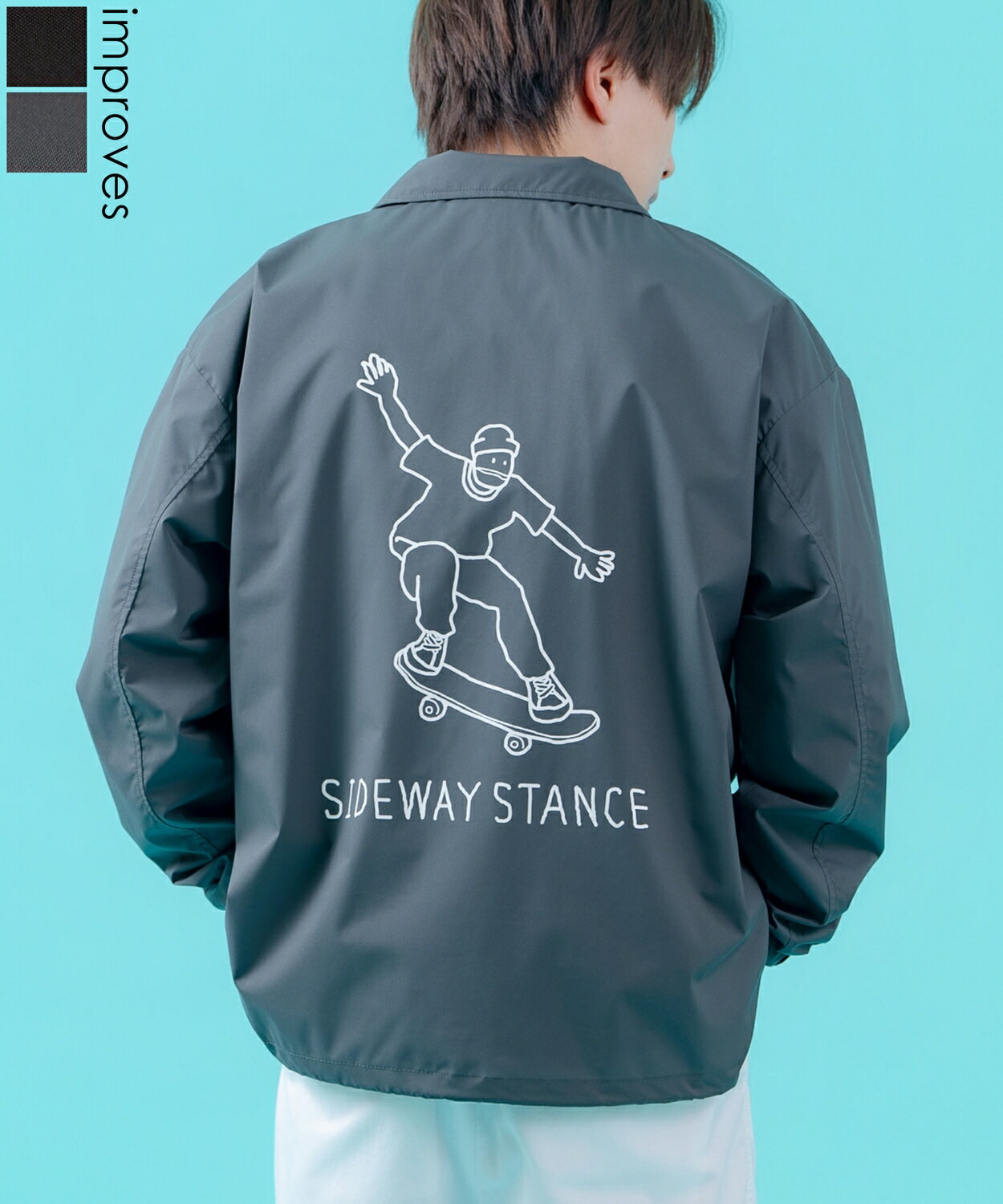 樂天商城 - コーチジャケット メンズ レディース SIDEWAY STANCE サイドウェイスタンス ナイロン アメカジ スケーター ストリート 古着MIX 韓国ファッション ブラック ライトグレー