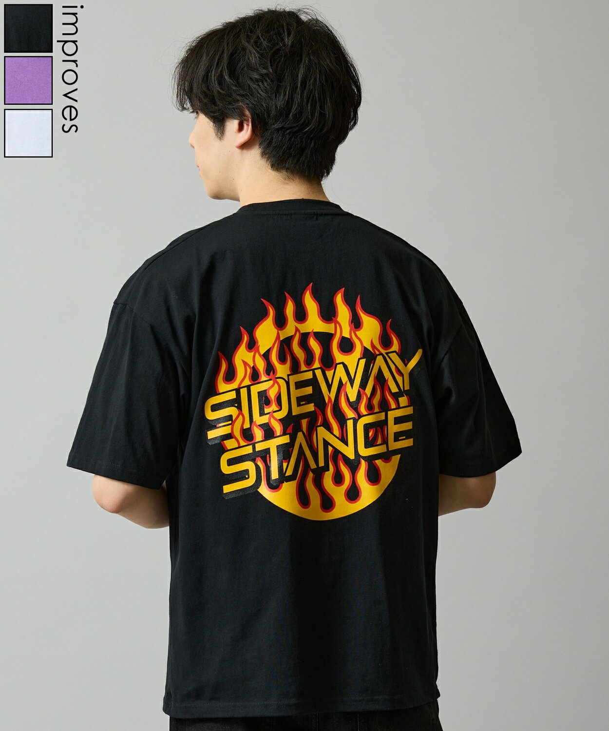 樂天商城 - 【SALE / 20%OFF】半袖Tシャツ メンズ レディース SIDEWAY STANCE サイドウェイスタンス オリジナルプリント ファイヤーサークル 半袖Tシャツ カットソー カジュアル アメカジ ストリート 韓国ファッション ブラック パープル ホワイト